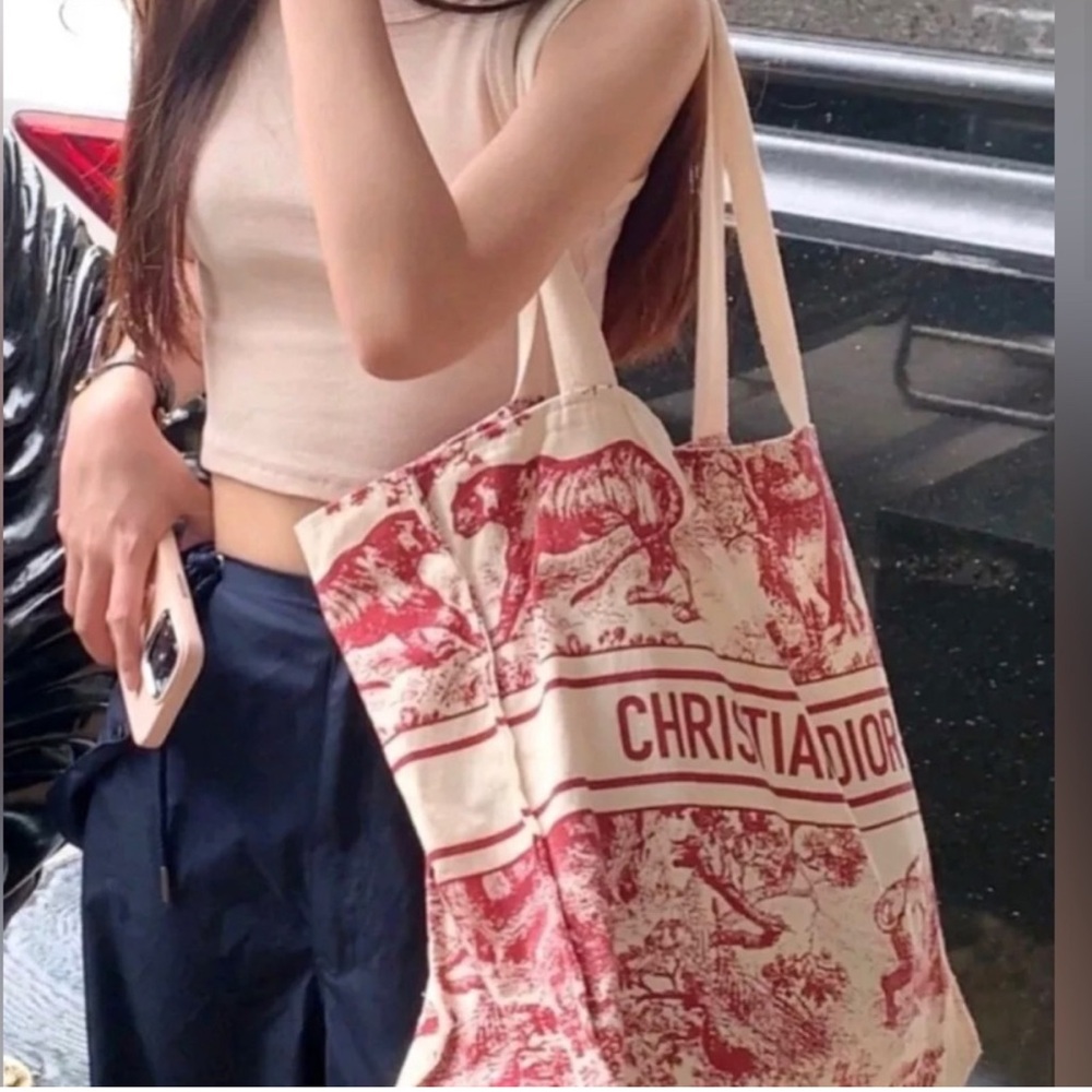 Christian Dior Straw Dioriviera Wardujuy Tote Bag Novelty VIP Gift Bag PINK - Picture 9 of 12